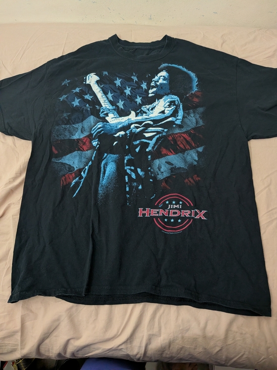Liquid Blue Other - Liquid Blue Black Jimi Hendrix Graphic Tee with Blue and Red Print XL